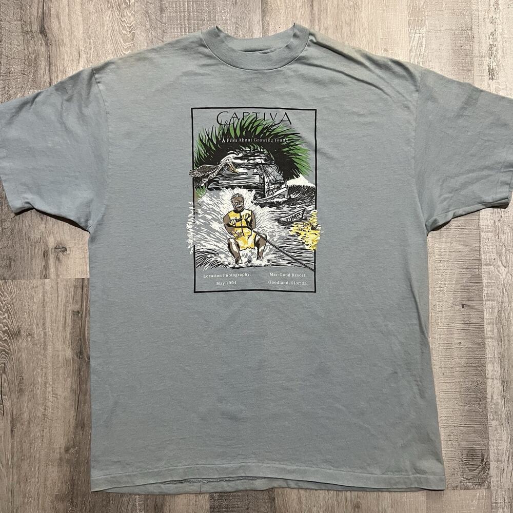 VTG Captiva Movie Promo T Shirt Barefoot Water Skiing 1994 Florida Promo T Shirt